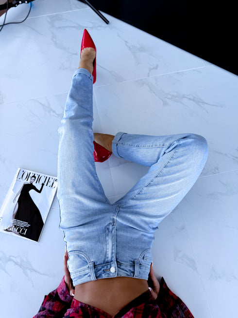 MOM STRETCH pants "NEPTUNE" - LIGHT BLUE AT133-37